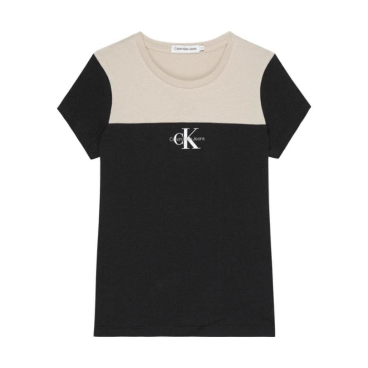 Îmbracaminte Fete Tricouri mânecă scurtă Calvin Klein Jeans  Negru