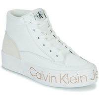 Pantofi Femei Pantofi sport stil gheata Calvin Klein Jeans VULC FLATF MID WRAP AROUND LOGO Alb