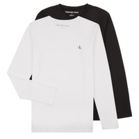 Îmbracaminte Băieți Tricouri cu mânecă lungă  Calvin Klein Jeans 2-PACK MONOGRAM TOP LS X2 Negru / Alb