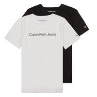 Îmbracaminte Băieți Tricouri mânecă scurtă Calvin Klein Jeans CKJ LOGO 2-PACK T-SHIRT X2 Negru / Alb