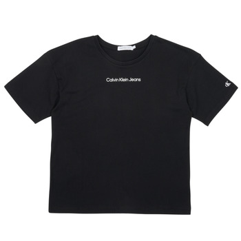 Îmbracaminte Fete Tricouri mânecă scurtă Calvin Klein Jeans CKJ LOGO BOXY T-SHIRT Negru