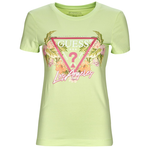 Îmbracaminte Femei Tricouri mânecă scurtă Guess SS CN TRIANGLE FLOWERS TEE Verde