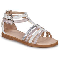 Pantofi Fete Sandale Geox J SANDAL KARLY GIRL Alb / Roz / Argintiu