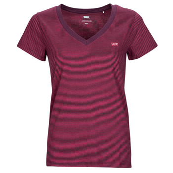 Îmbracaminte Femei Tricouri mânecă scurtă Levi's PERFECT VNECK Stripe / Beet / Red