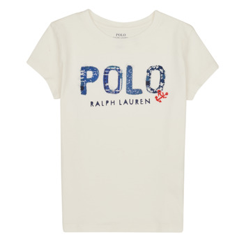 Îmbracaminte Fete Tricouri mânecă scurtă Polo Ralph Lauren SS POLO TEE-KNIT SHIRTS-T-SHIRT Alb