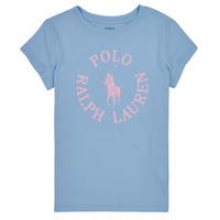 Îmbracaminte Fete Tricouri mânecă scurtă Polo Ralph Lauren SS GRAPHIC T-KNIT SHIRTS-T-SHIRT Albastru / Albastru-cerului / Roz
