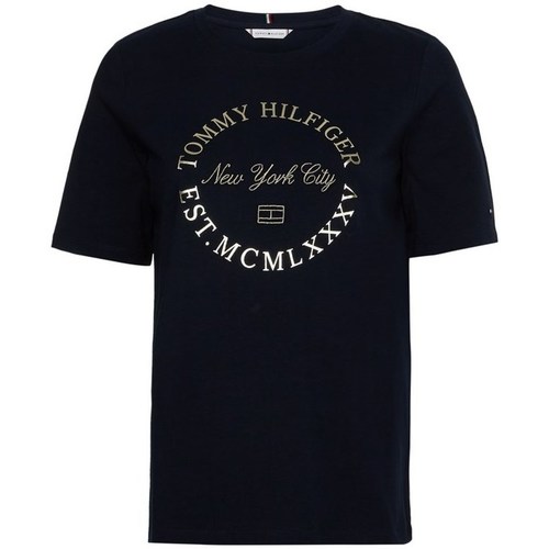Îmbracaminte Femei Tricouri mânecă scurtă Tommy Hilfiger Reg Metalic Roundall Negru