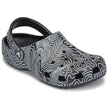 Pantofi Saboti Crocs Classic Topographic Clog Negru / Alb