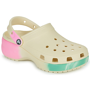 Pantofi Femei Saboti Crocs Classic Platform Ombre Clog W Bej / Multicolor