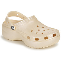Pantofi Femei Saboti Crocs Classic Platform Shimmer Clog Bej / Glitter