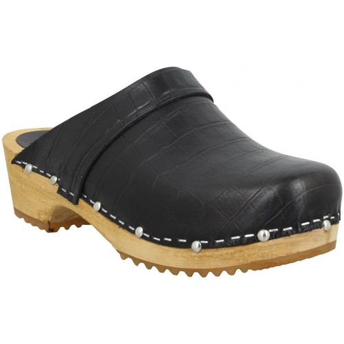 Pantofi Femei Papuci de vară Hoof Chloe Studs Croco Femme Noir Negru