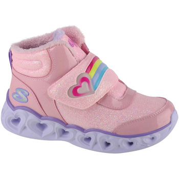 Pantofi Fete Ghete Skechers Heart Lights - Brilliant Rainbow roz