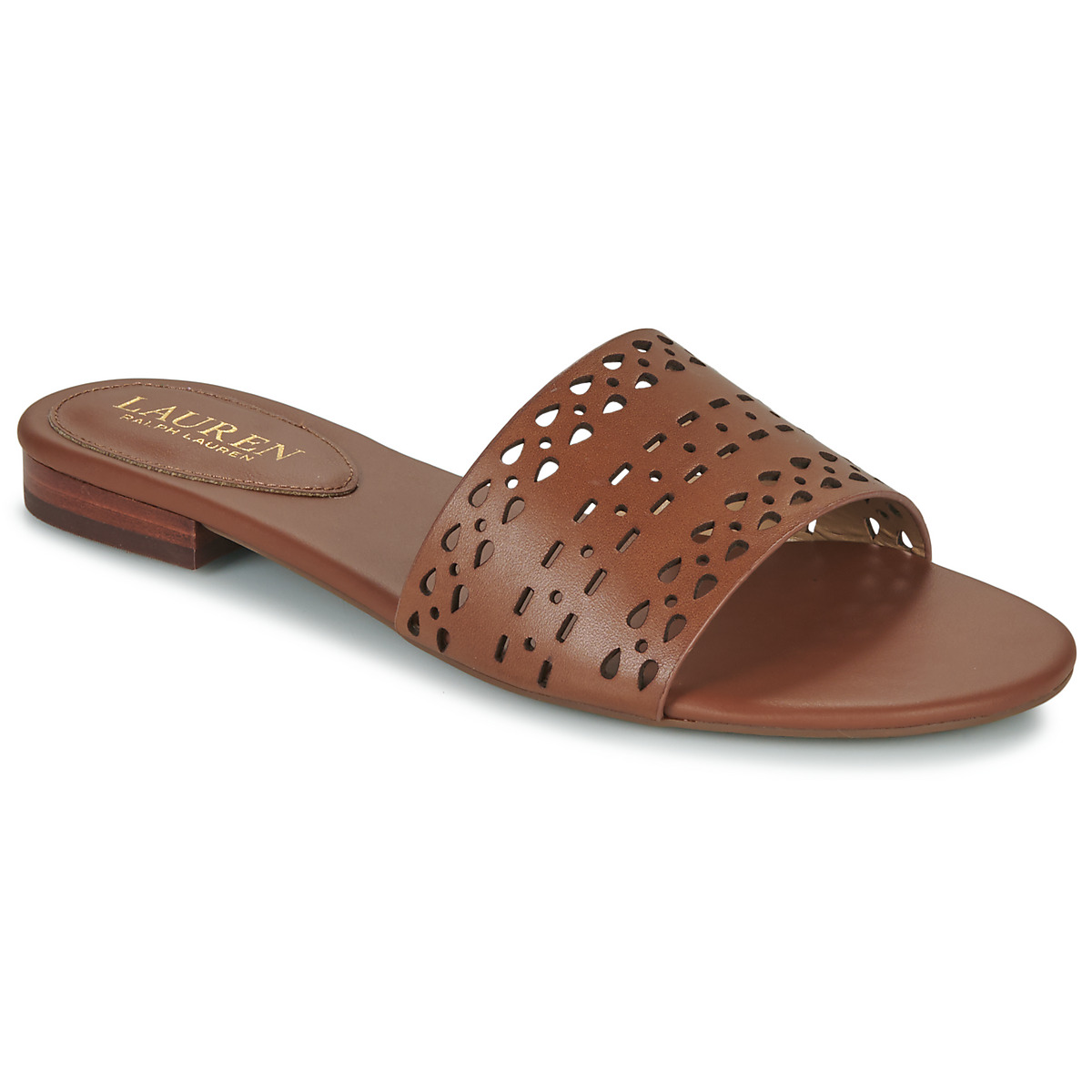 Pantofi Femei Papuci de vară Lauren Ralph Lauren ANDEE-SANDALS-FLAT SANDAL Coniac