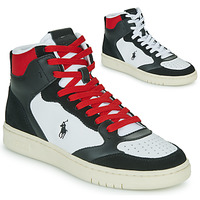 Pantofi Pantofi sport stil gheata Polo Ralph Lauren POLO CRT HGH-SNEAKERS-HIGH TOP LACE Negru / Alb / Roșu