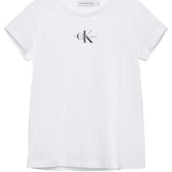 Îmbracaminte Fete Tricouri mânecă scurtă Calvin Klein Jeans  Alb