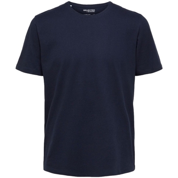 Îmbracaminte Bărbați Tricouri & Tricouri Polo Selected Noos Pan Linen T-Shirt - Navy Blazer albastru