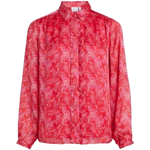 Îmbracaminte Femei Topuri și Bluze Vila Shirt Layla Vie L/S - Pink Yarrow roșu