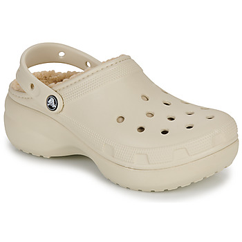 Pantofi Femei Saboti Crocs Classic Platform Lined Clog W Bej