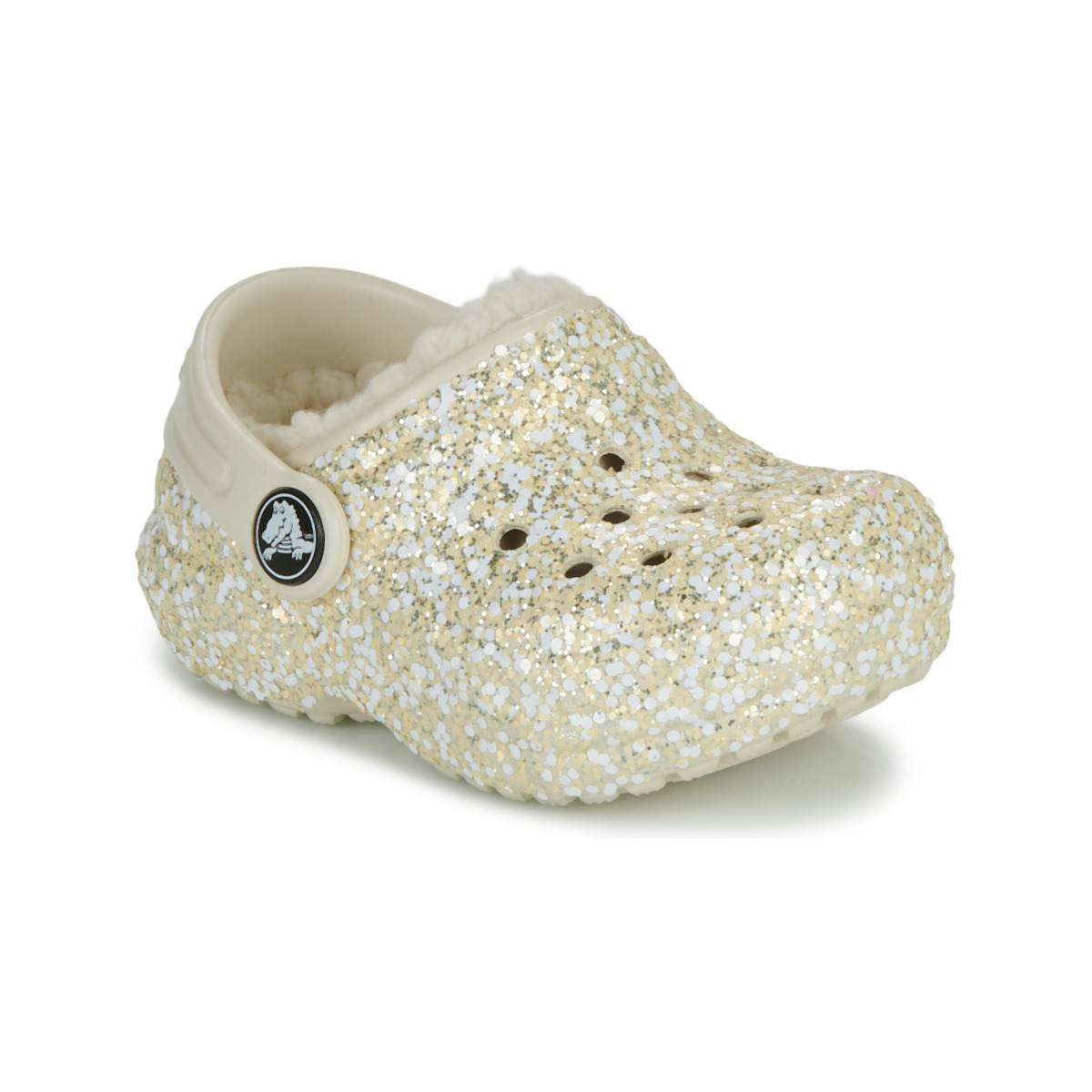 Pantofi Fete Saboti Crocs Classic Lined Glitter Clog T Bej / Auriu