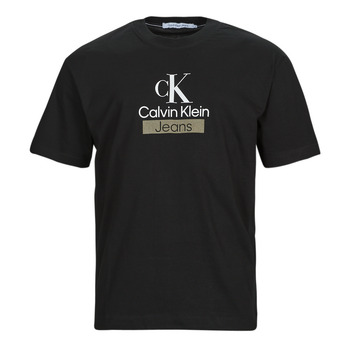 Îmbracaminte Bărbați Tricouri mânecă scurtă Calvin Klein Jeans STACKED ARCHIVAL TEE Negru