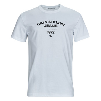 Îmbracaminte Bărbați Tricouri mânecă scurtă Calvin Klein Jeans VARSITY CURVE LOGO T-SHIRT Alb