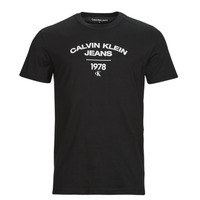 Îmbracaminte Bărbați Tricouri mânecă scurtă Calvin Klein Jeans VARSITY CURVE LOGO T-SHIRT Negru