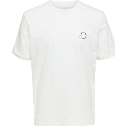 Îmbracaminte Bărbați Tricouri & Tricouri Polo Selected Logo Print T-Shirt - Cloud Dancer Alb