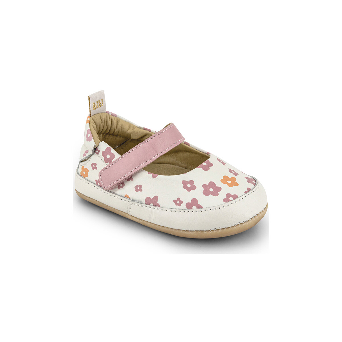Pantofi Fete Balerin și Balerini cu curea Bibi Shoes Balerini Fetite Bibi Afeto Joy Flowers Alb
