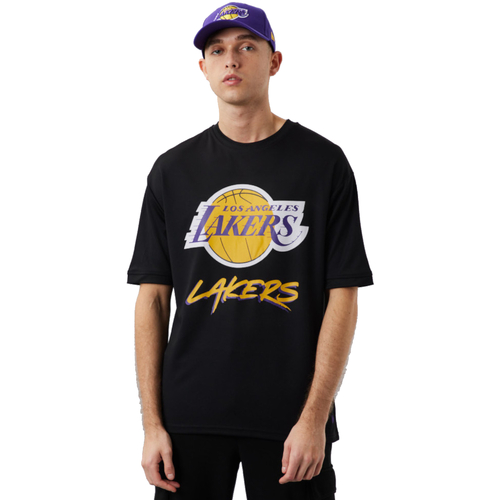 Îmbracaminte Bărbați Tricouri mânecă scurtă New-Era NBA Los Angeles Lakers Script Mesh Tee Negru