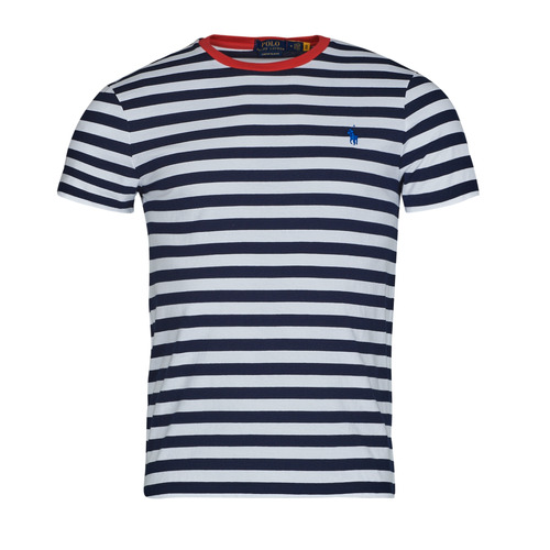 Îmbracaminte Bărbați Tricouri mânecă scurtă Polo Ralph Lauren T-SHIRT AJUSTE EN COTON MARINIERE Albastru / Alb / Roșu
