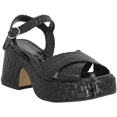 Pantofi Femei Sandale Pon´s Quintana 10414 Cuir Tresse Femme Noir Negru