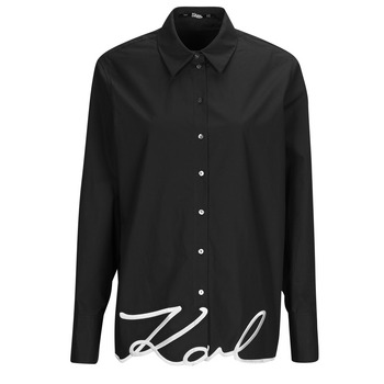 Îmbracaminte Femei Cămăși și Bluze Karl Lagerfeld KARL HEM SIGNATURE SHIRT Negru