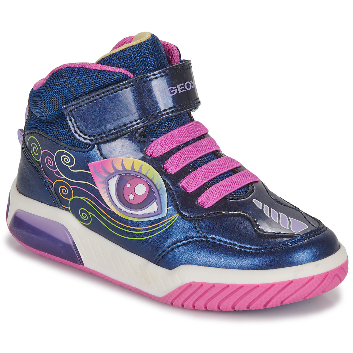 Pantofi Fete Pantofi sport stil gheata Geox J INEK GIRL B Albastru / Roz