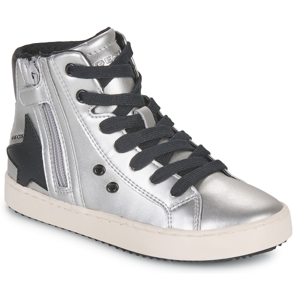 Pantofi Fete Pantofi sport stil gheata Geox J KALISPERA GIRL A Argintiu / Negru