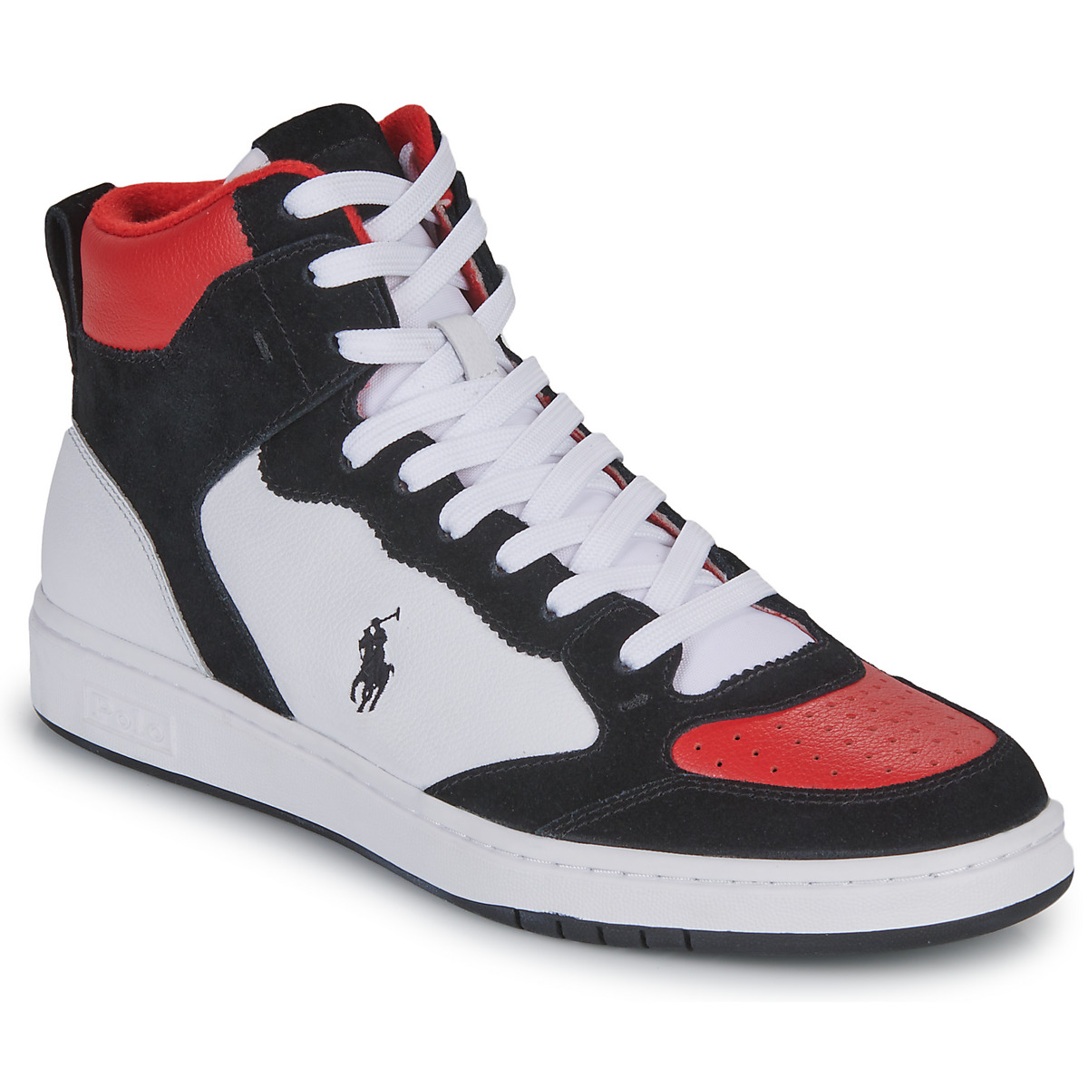 Pantofi Pantofi sport stil gheata Polo Ralph Lauren POLO COURT HIGH Alb / Negru / Roșu