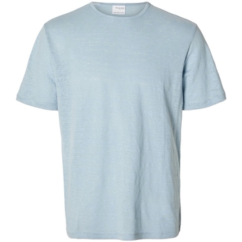 Îmbracaminte Bărbați Tricouri & Tricouri Polo Selected T-Shirt Bet Linen - Cashmere Blue albastru