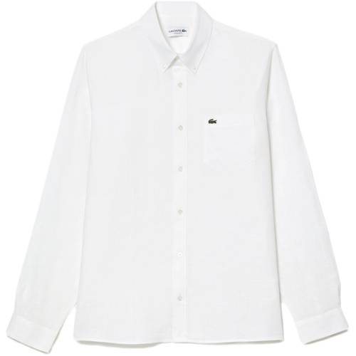 Îmbracaminte Bărbați Cămăsi mânecă lungă Lacoste Linen Casual Shirt - Blanc Alb