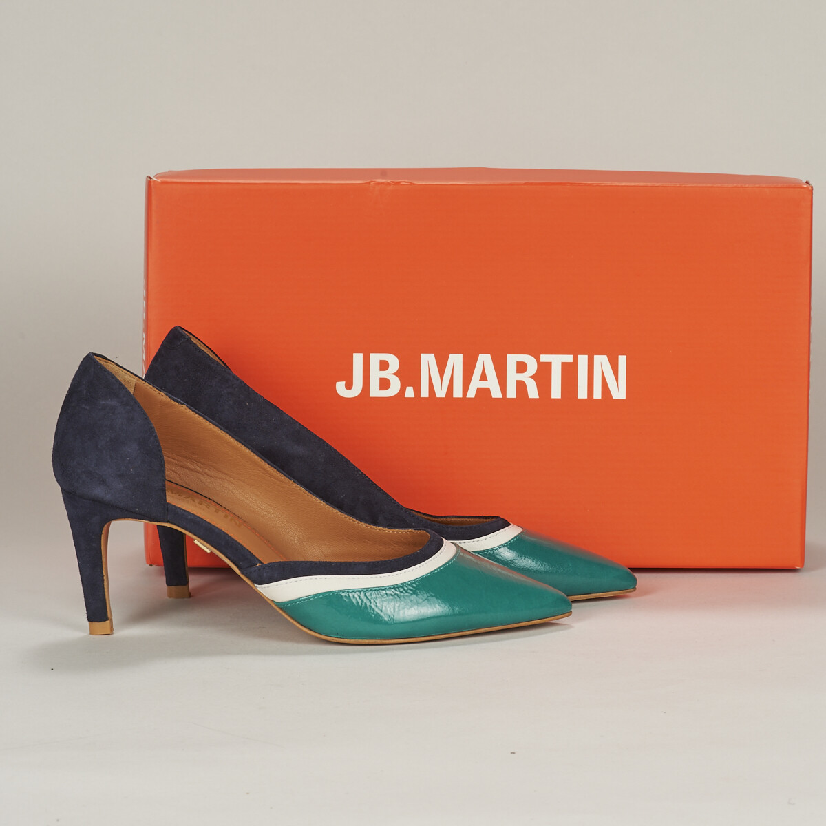 Pantofi Femei Pantofi cu toc JB Martin ETNA Chevre / Catifea / Albastru / Craie / Smarald