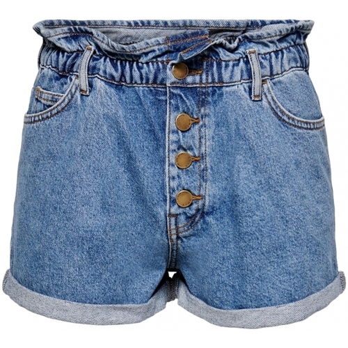 Îmbracaminte Femei Pantaloni scurti și Bermuda Only Shorts Cuba Paperbag - Medium Blue Denim albastru