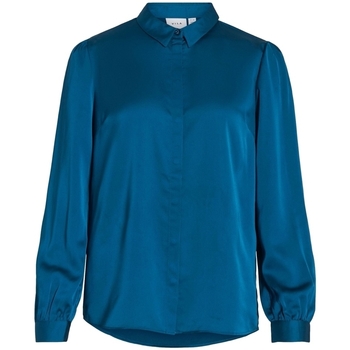 Îmbracaminte Femei Topuri și Bluze Vila Noos Ellette Satin Shirt - Moroccan Blue albastru