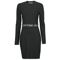 Îmbracaminte Femei Rochii scurte Calvin Klein Jeans LOGO ELASTIC MILANO LS DRESS Negru