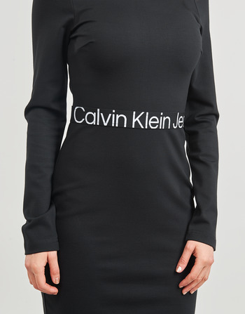 Calvin Klein Jeans LOGO ELASTIC MILANO LS DRESS Negru