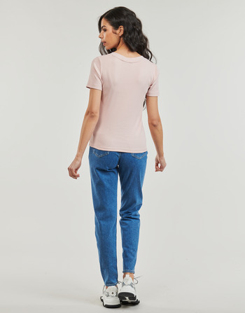 Calvin Klein Jeans WOVEN LABEL RIB V-NECK TEE Bej