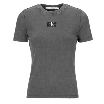 Îmbracaminte Femei Tricouri mânecă scurtă Calvin Klein Jeans LABEL WASHED RIB SLIM TEE Gri