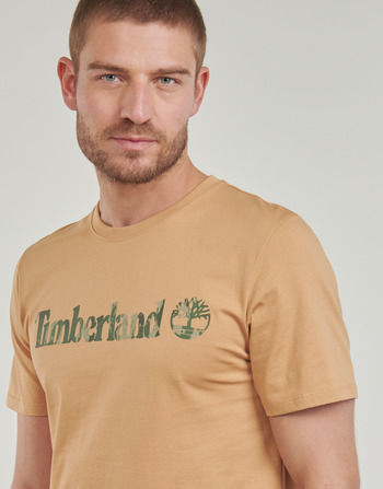 Timberland Camo Linear Logo Short Sleeve Tee Bej