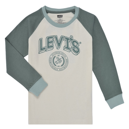 Îmbracaminte Băieți Tricouri cu mânecă lungă  Levi's PREP COLORBLOCK LONGSLEEVE Alb / Verde