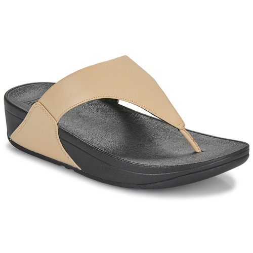 Pantofi Femei  Flip-Flops FitFlop Lulu Leather Toepost Negru / Bej