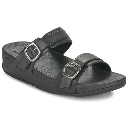 Pantofi Femei Papuci de vară FitFlop Lulu Adjustable Leather Slides Negru