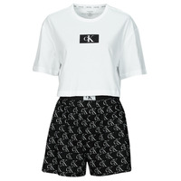 Îmbracaminte Femei Pijamale și Cămăsi de noapte Calvin Klein Jeans S/S SHORT SET Negru / Alb
