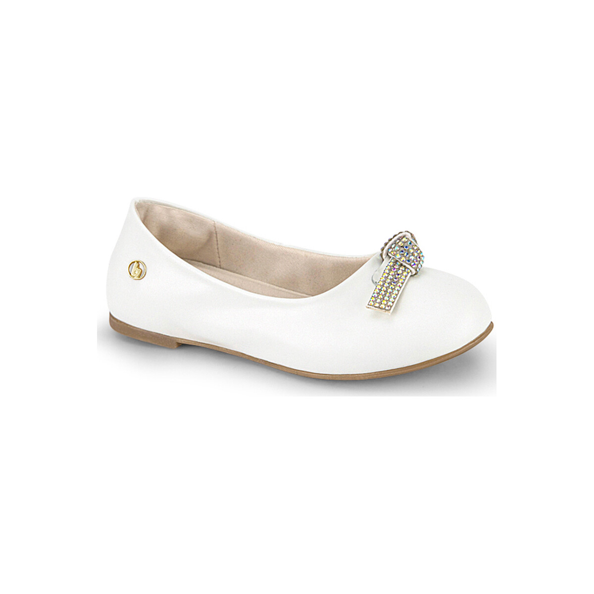 Pantofi Fete Balerin și Balerini cu curea Bibi Shoes Balerini Bibi Ballerina White Sparkle Alb